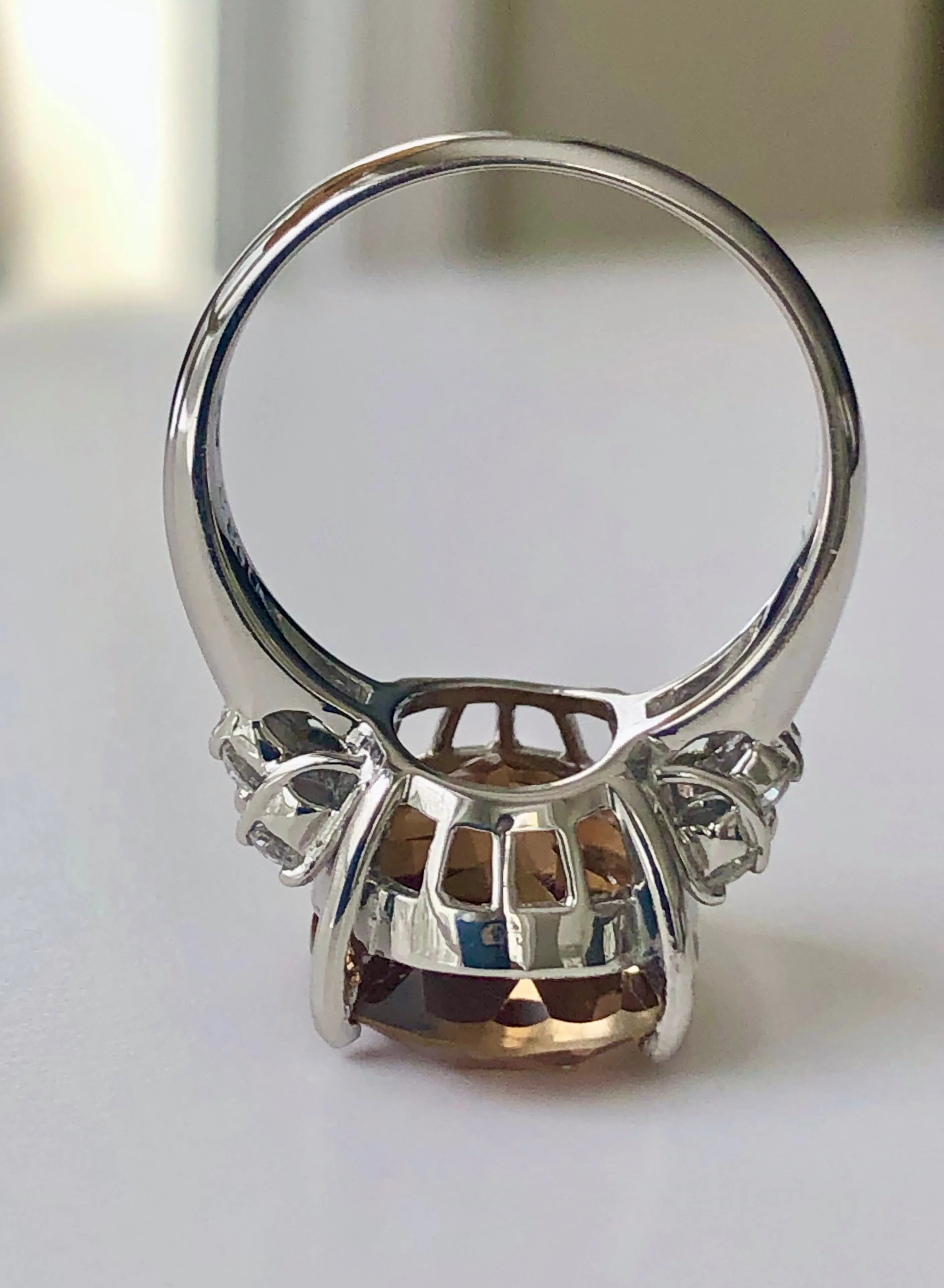 10.78 Carat Natural Imperial Topaz Diamond Estate Platinum Ring