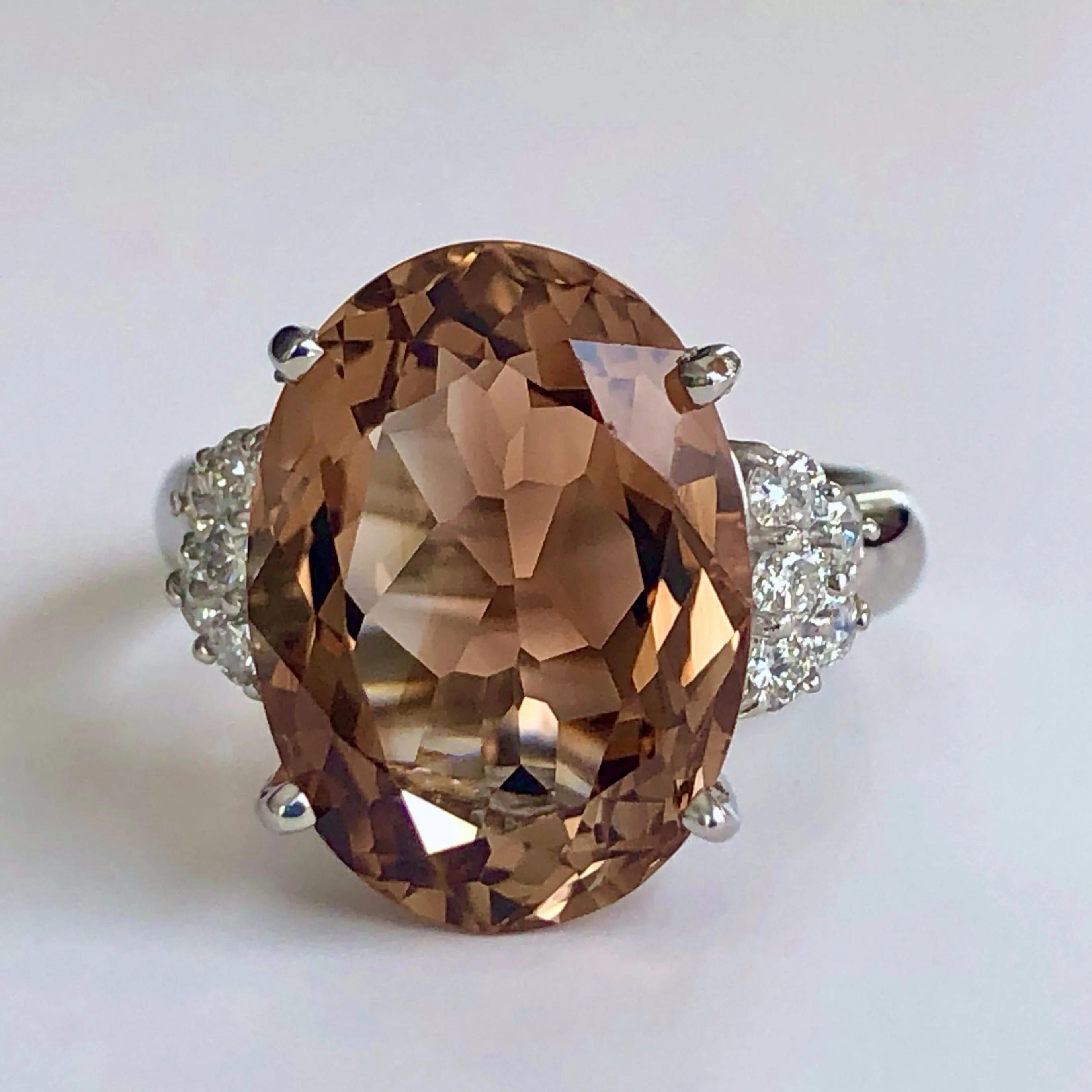 10.78 Carat Natural Imperial Topaz Diamond Estate Platinum Ring