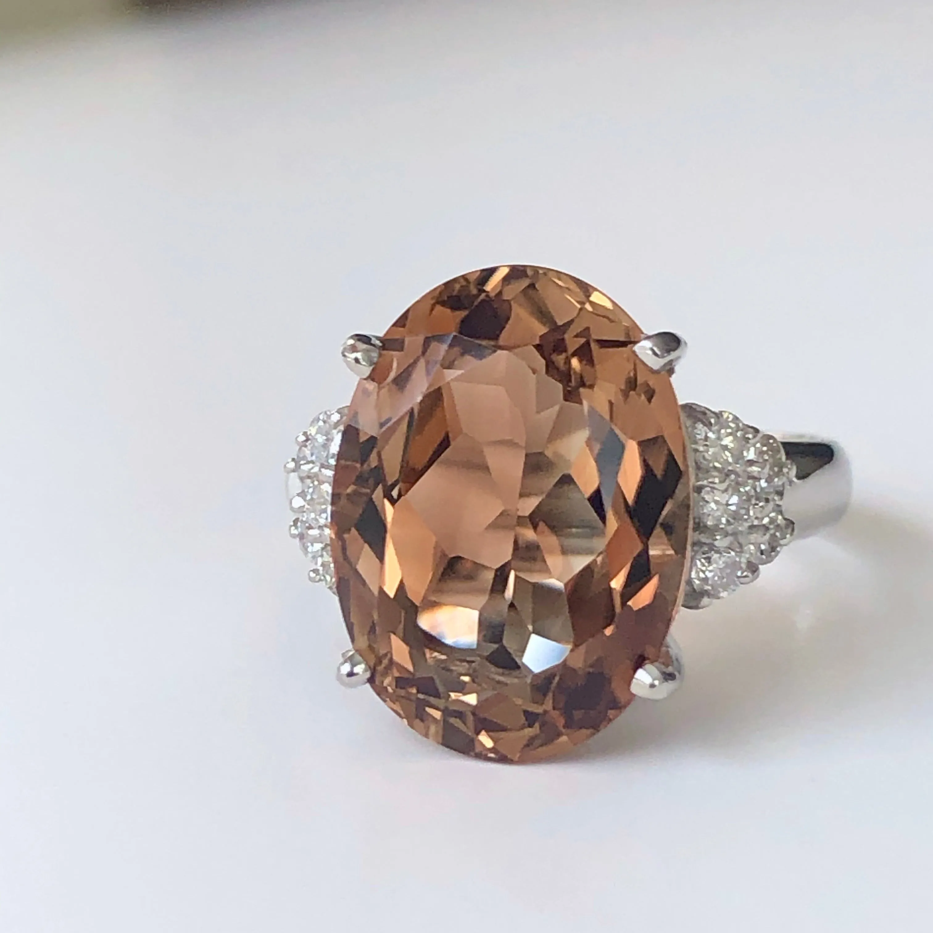 10.78 Carat Natural Imperial Topaz Diamond Estate Platinum Ring