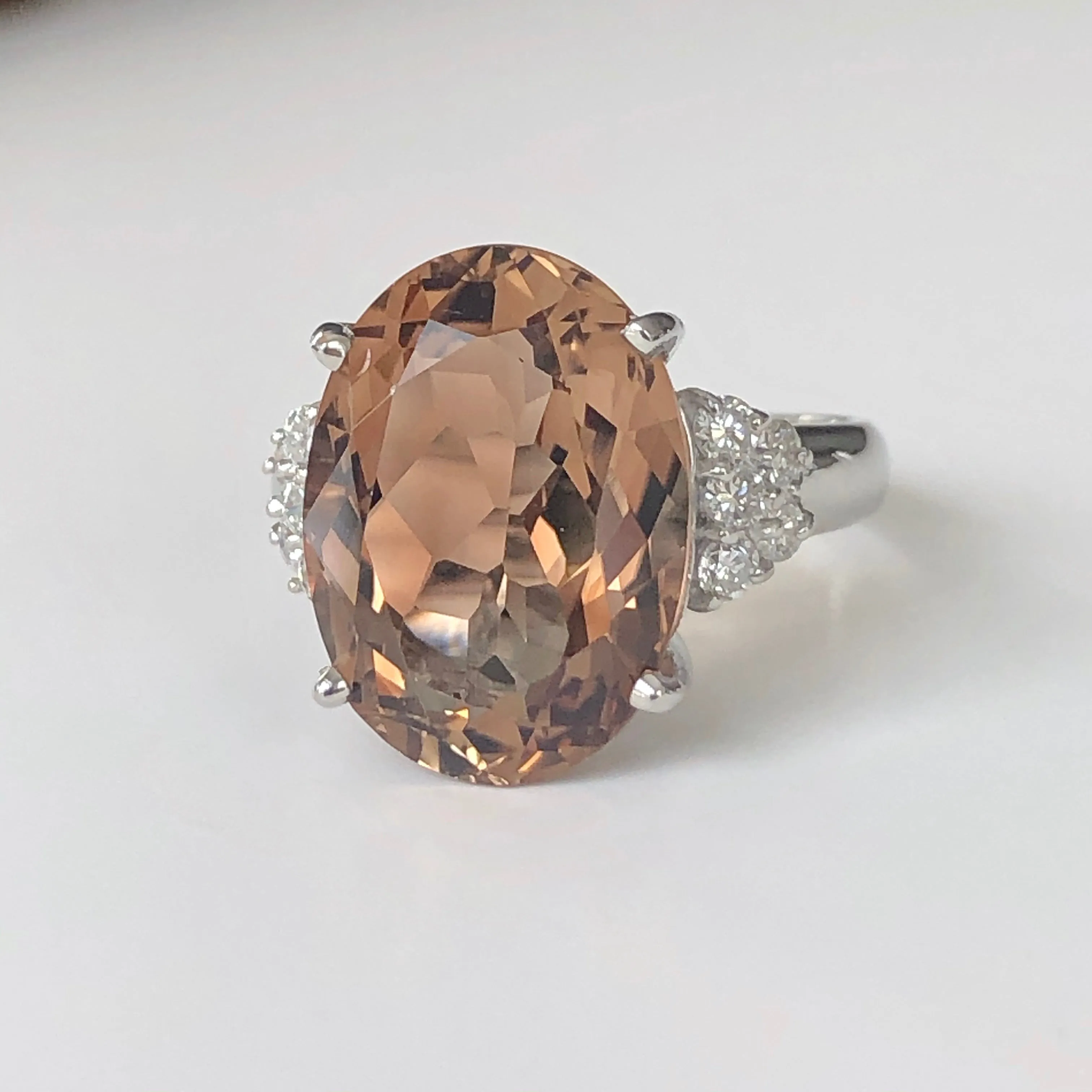 10.78 Carat Natural Imperial Topaz Diamond Estate Platinum Ring