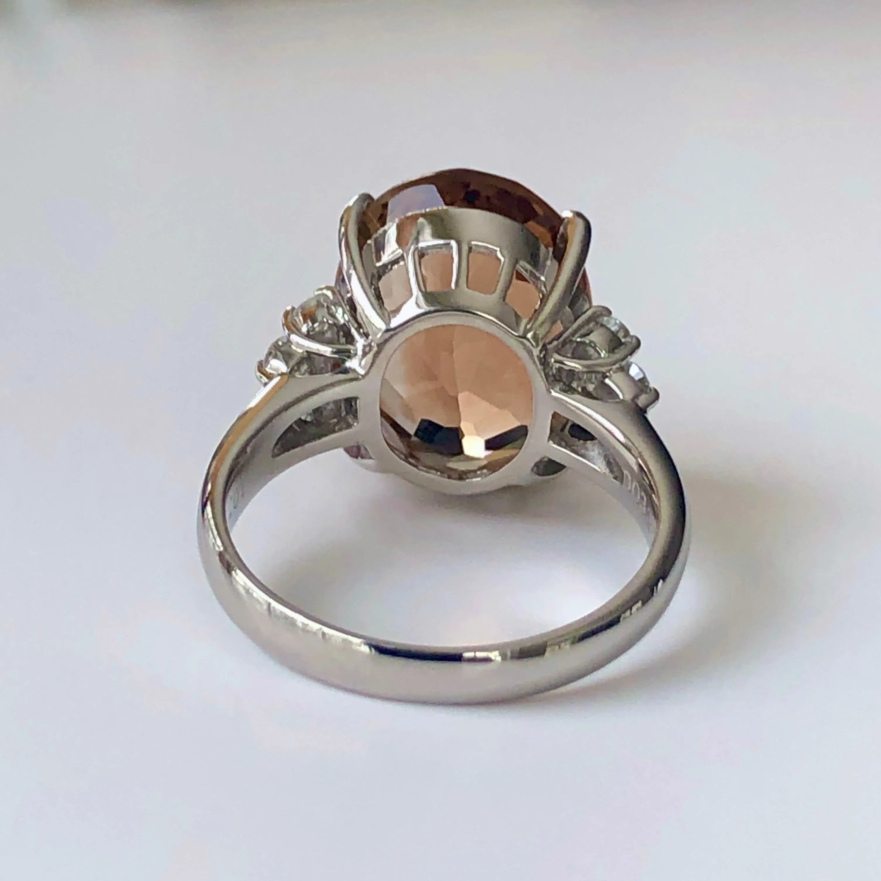 10.78 Carat Natural Imperial Topaz Diamond Estate Platinum Ring
