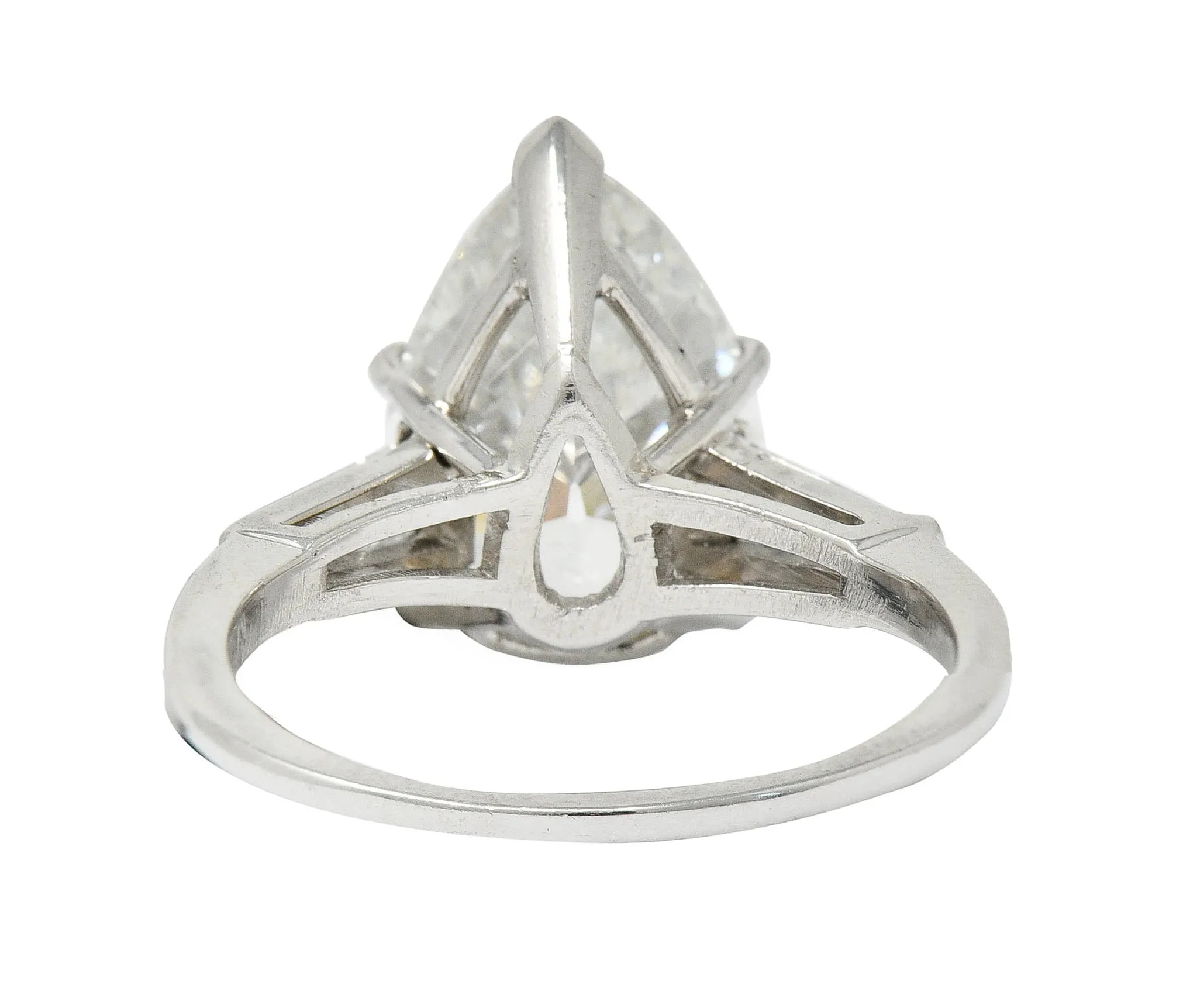 1950's Mid-Century 4.39 CTW Pear Cut Diamond Platinum Engagement Ring GIA