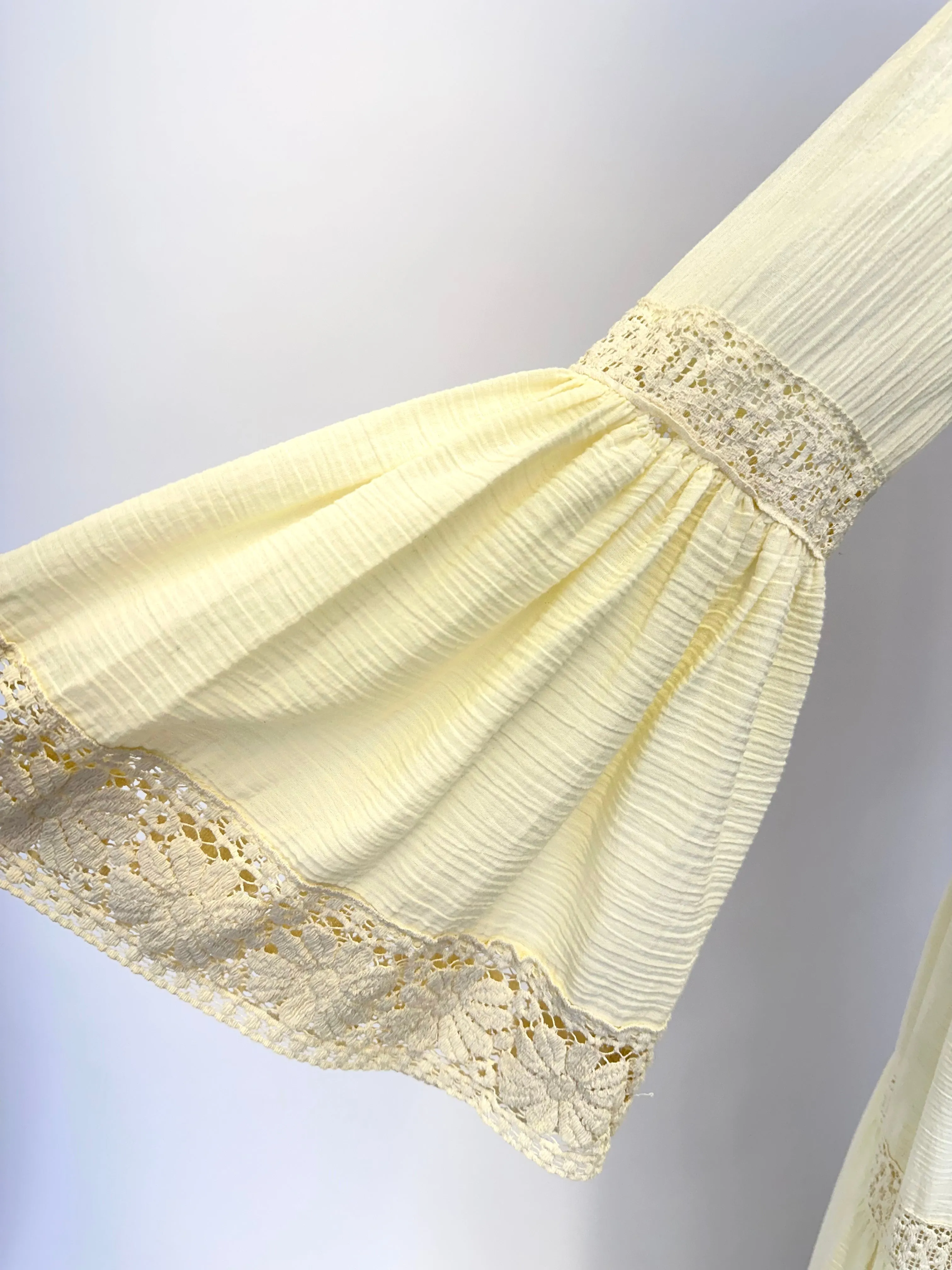 1970s Victor Costa Gauze Lace Dress