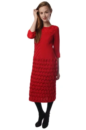 3D Pleated Dress Style (Red) Style #A11