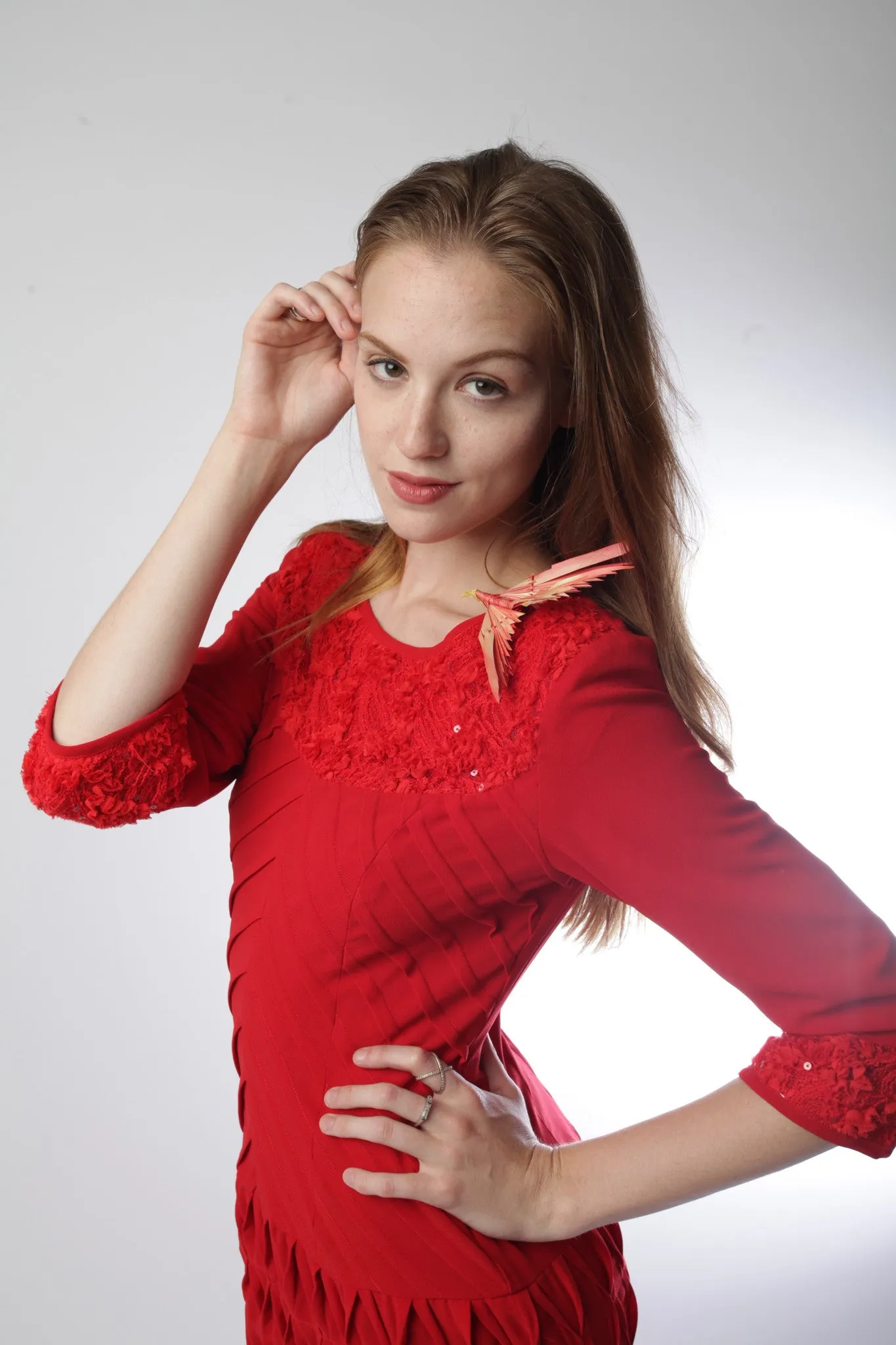 3D Pleated Dress Style (Red) Style #A11