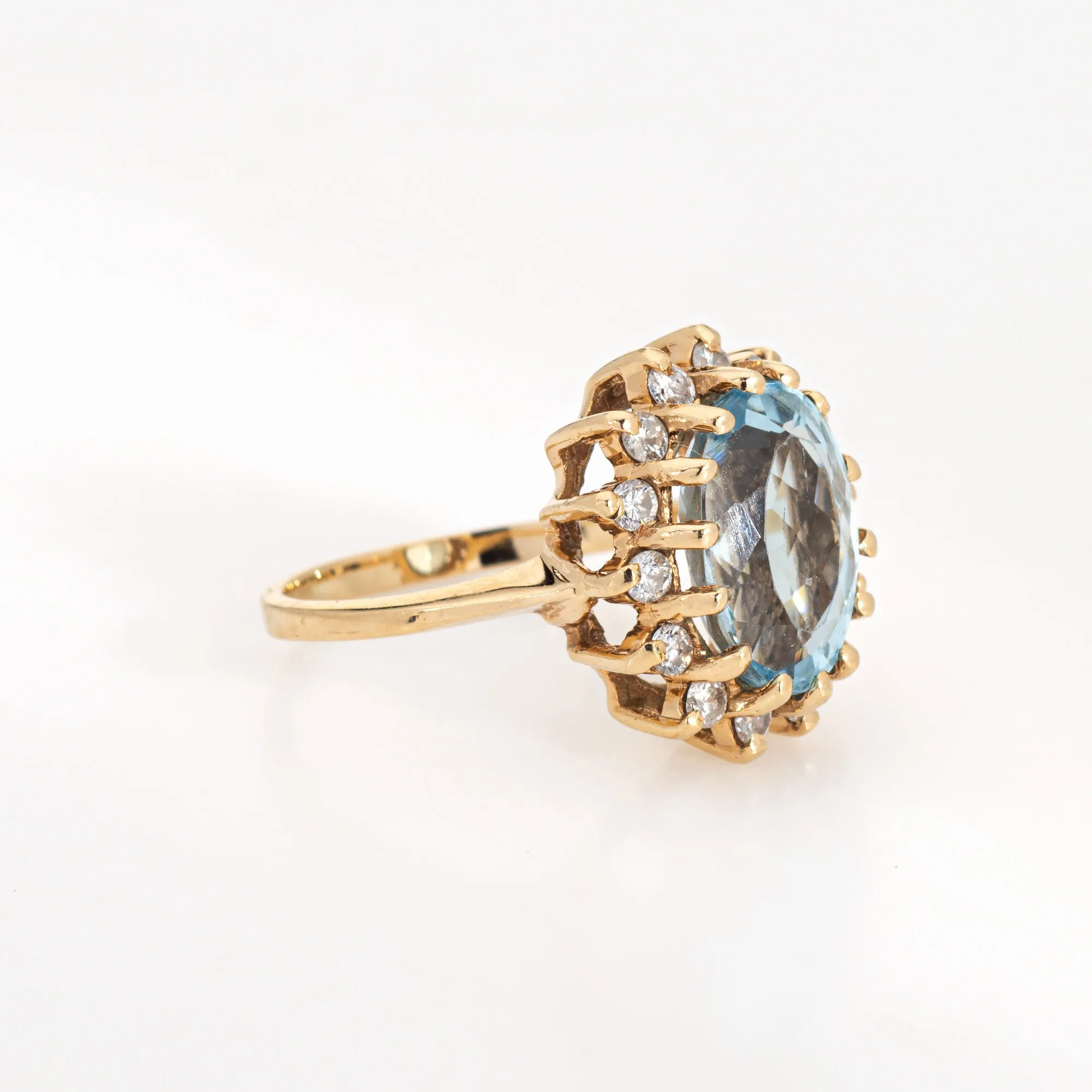 4.50ct Aquamarine Diamond Ring Vintage Sz 5.25 Princess Small Cocktail Jewelry