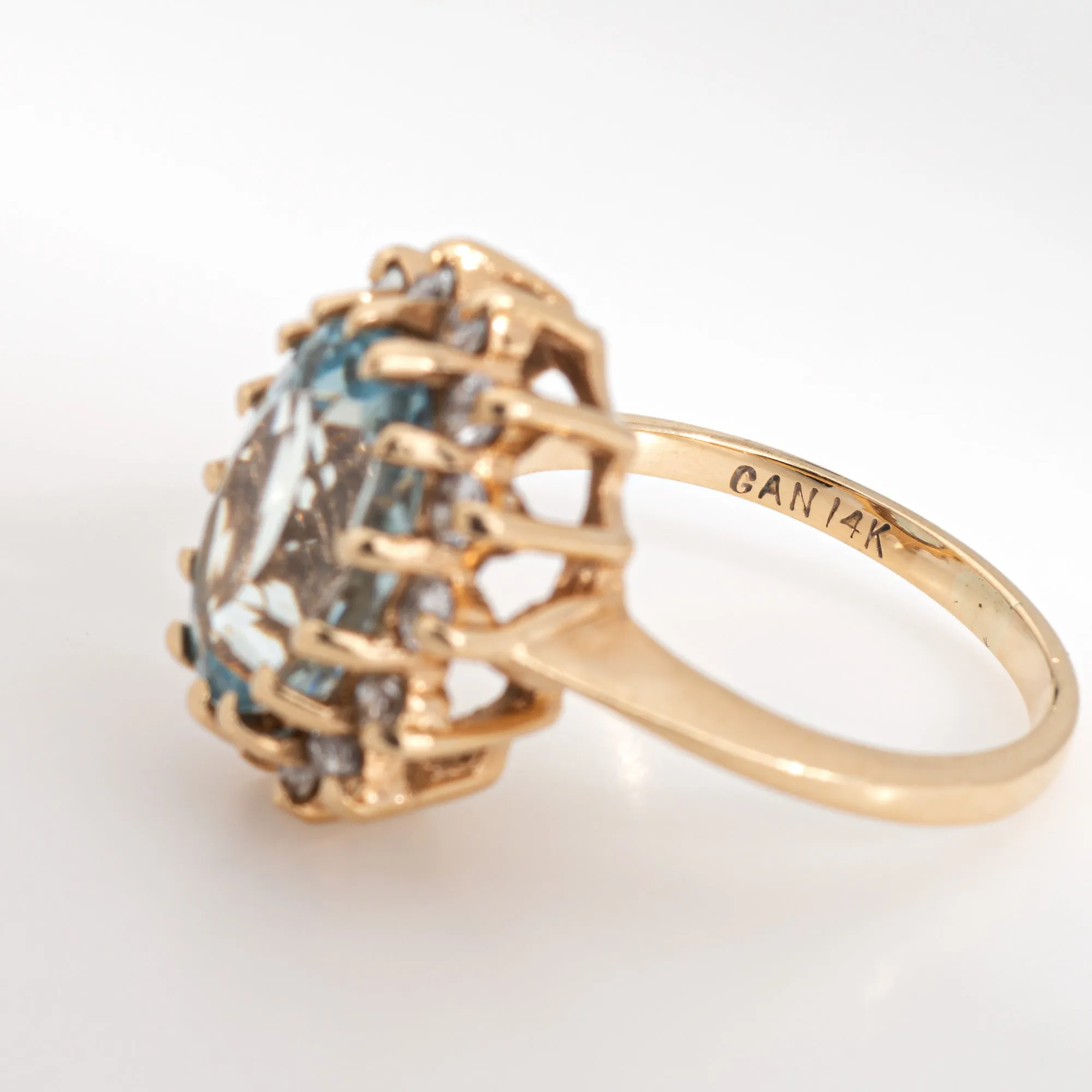 4.50ct Aquamarine Diamond Ring Vintage Sz 5.25 Princess Small Cocktail Jewelry