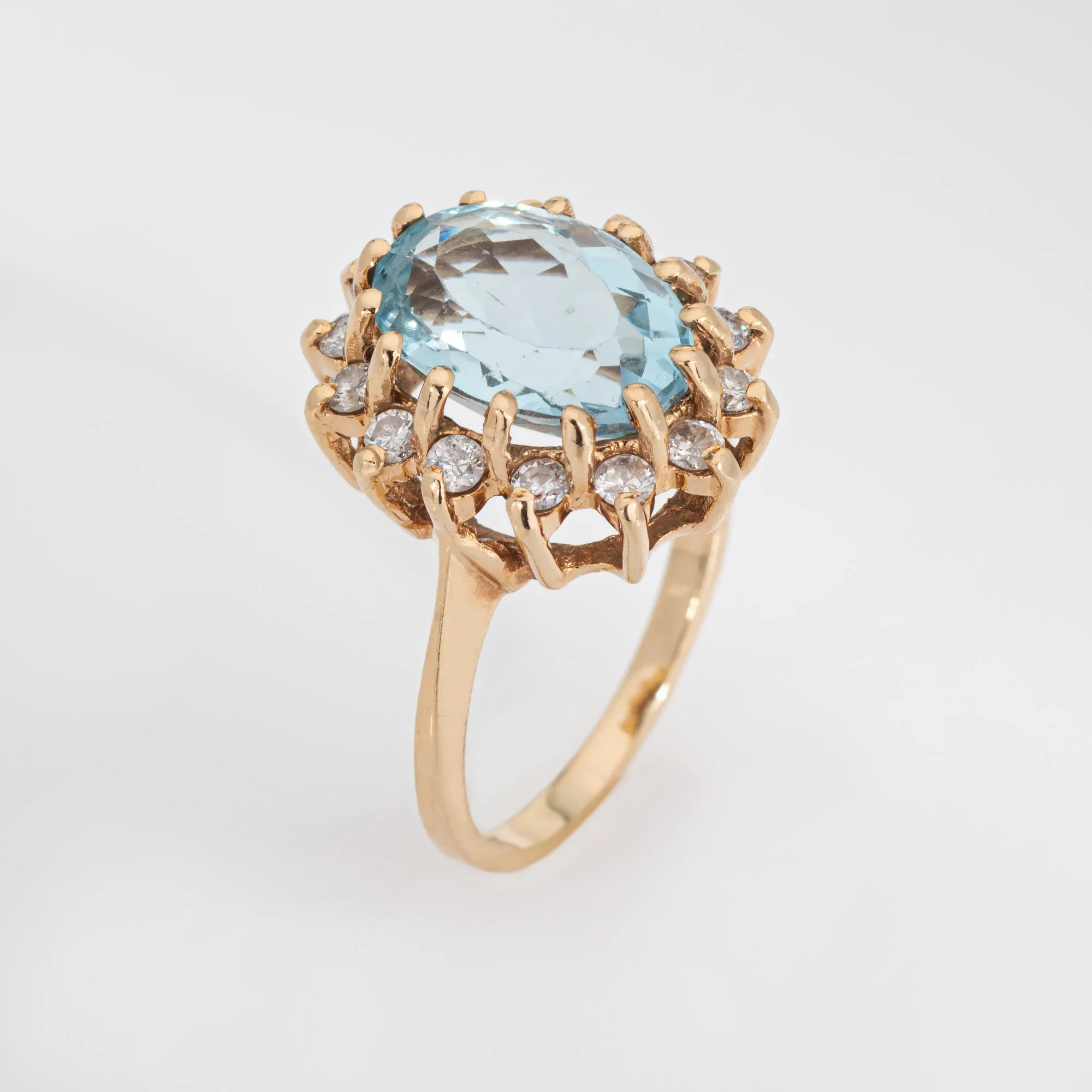 4.50ct Aquamarine Diamond Ring Vintage Sz 5.25 Princess Small Cocktail Jewelry