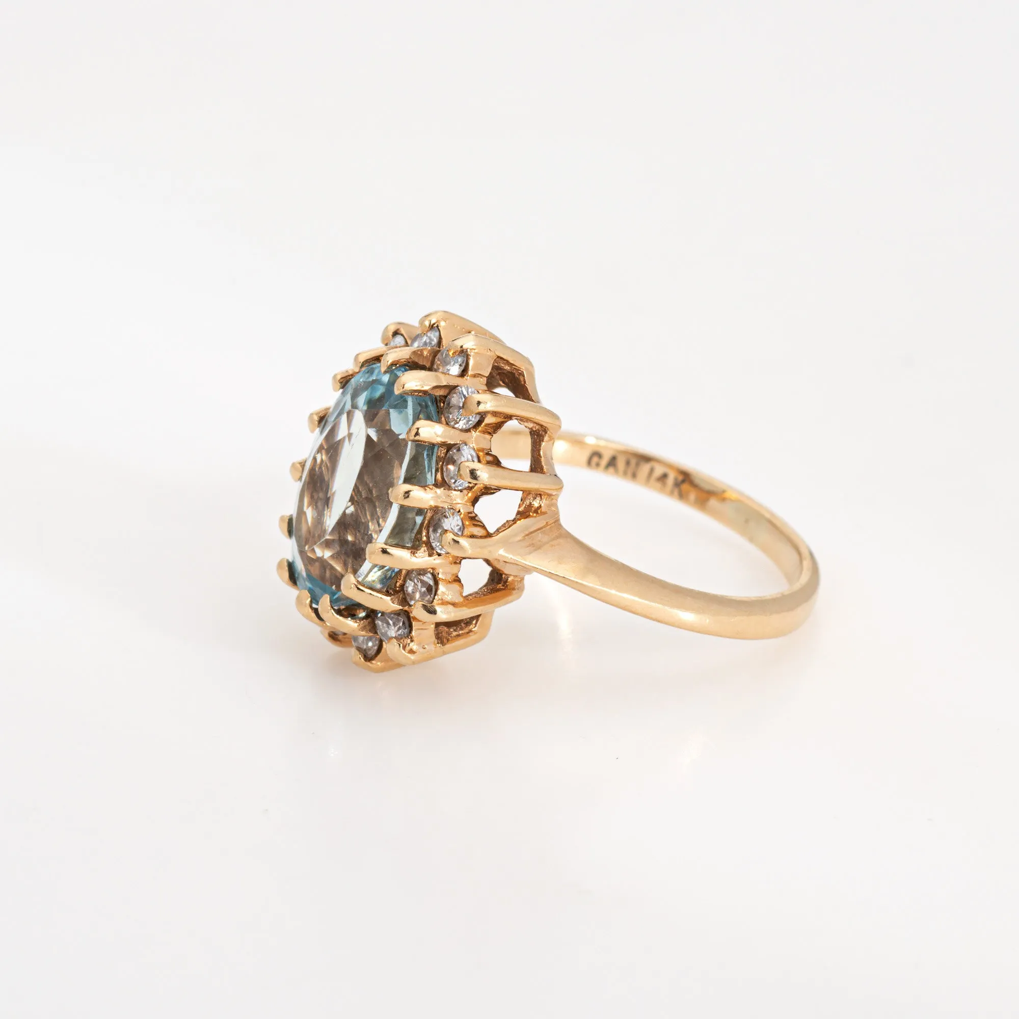 4.50ct Aquamarine Diamond Ring Vintage Sz 5.25 Princess Small Cocktail Jewelry
