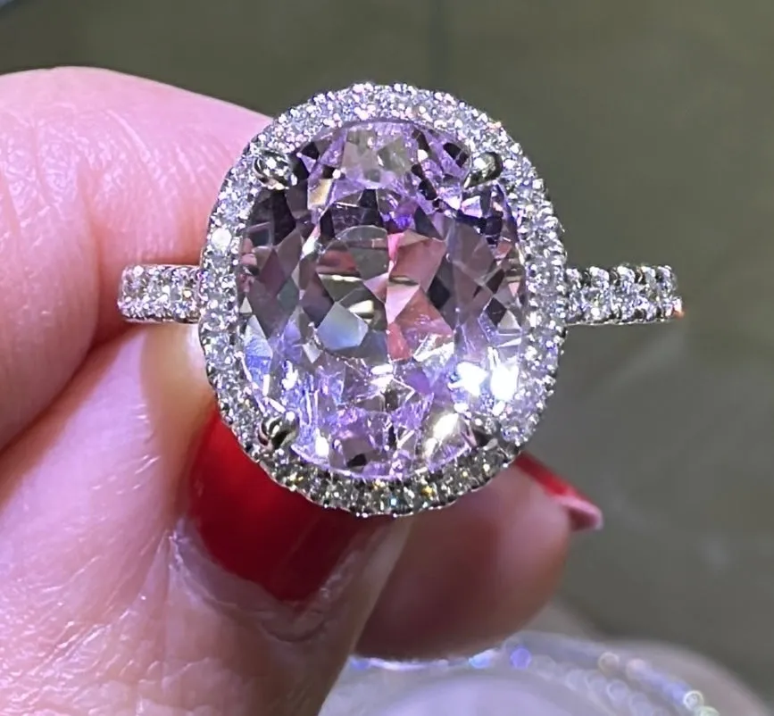 4.73ct tw Kunzit & Diamond Cocktail Ring