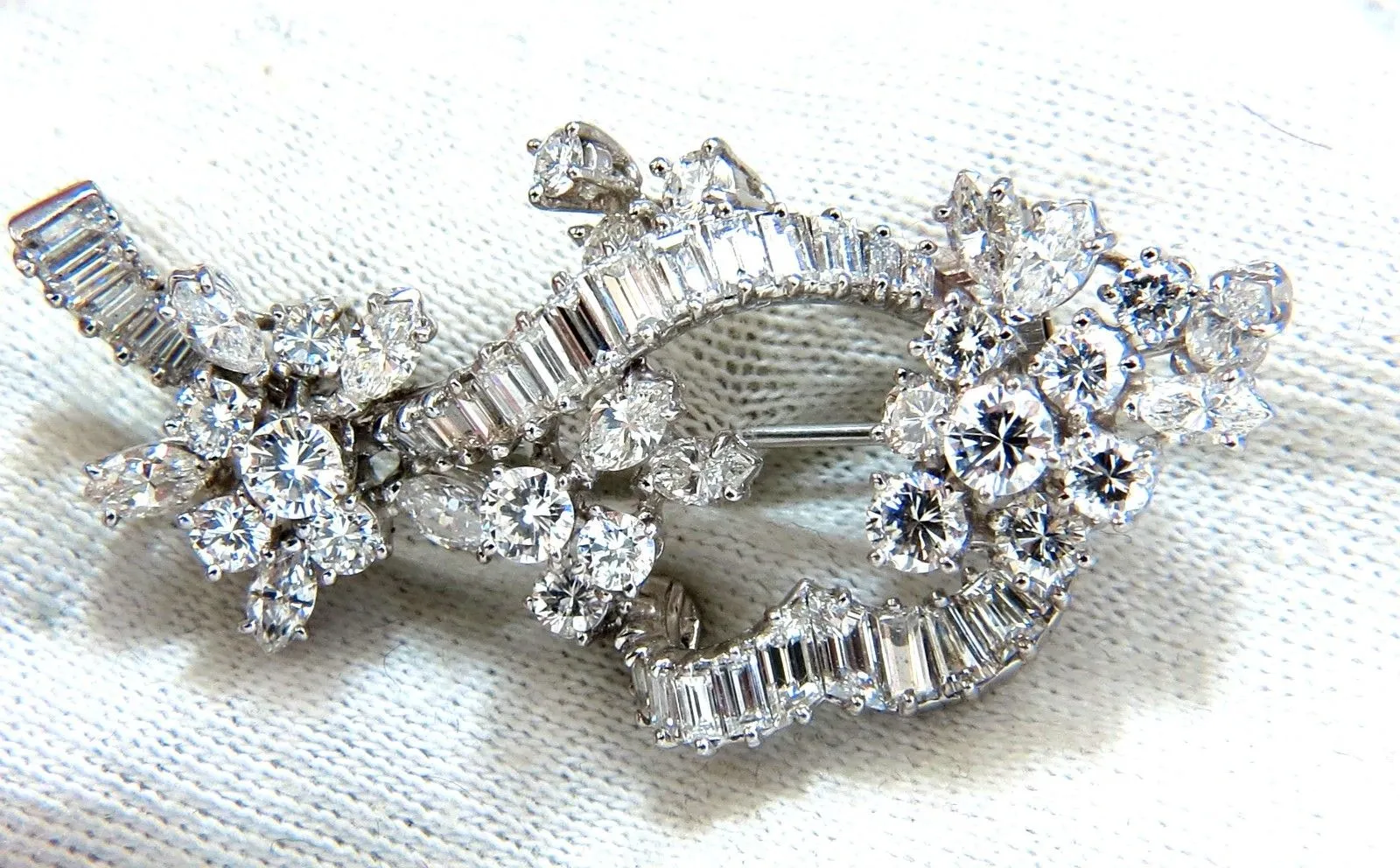 5.00ct Diamonds cluster brooch pendant pin Platinum Estate Cluster Cocktail