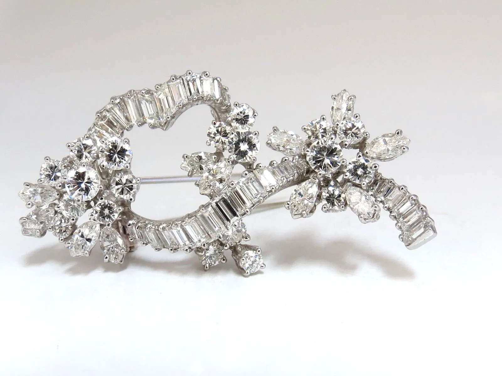 5.00ct Diamonds cluster brooch pendant pin Platinum Estate Cluster Cocktail