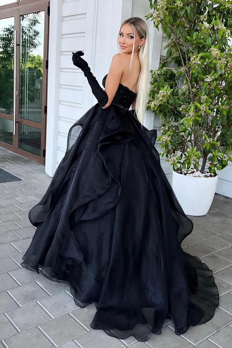 A-line Sweetheart Long Prom Dresses with Beading