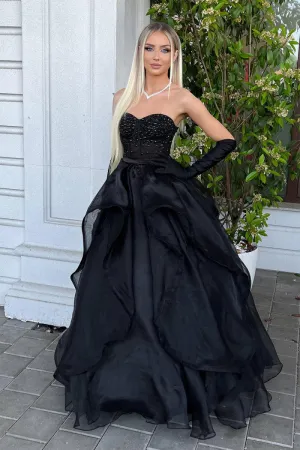 A-line Sweetheart Long Prom Dresses with Beading