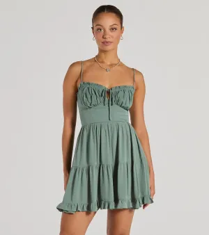 A Sweet Look Sleeveless Ruffled Skater Dress