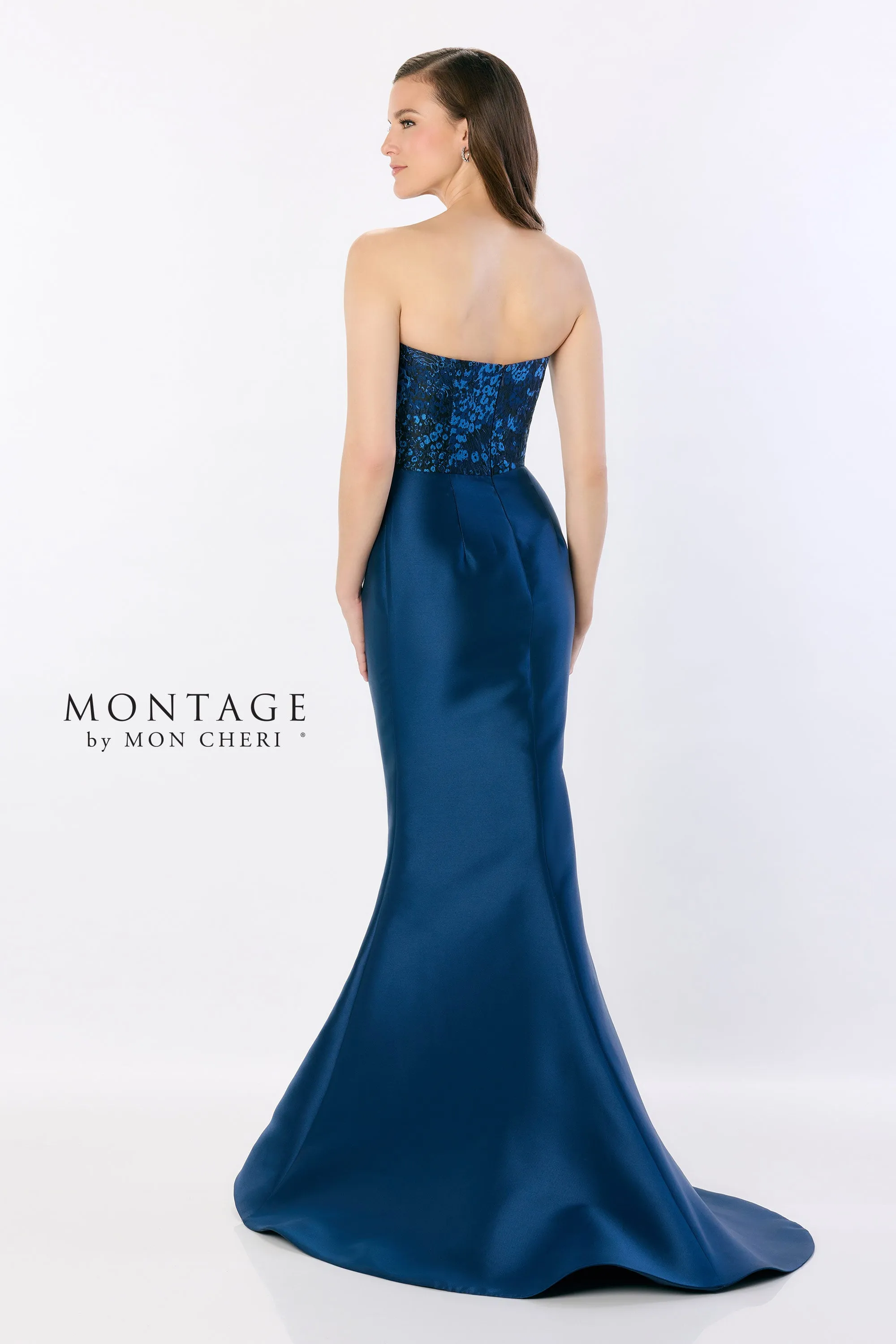 Abstract Brocade Cascading Ruffle Gown
