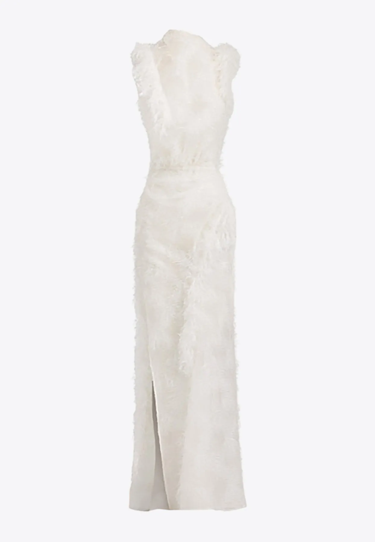 Alabaster Feather Midi Dress