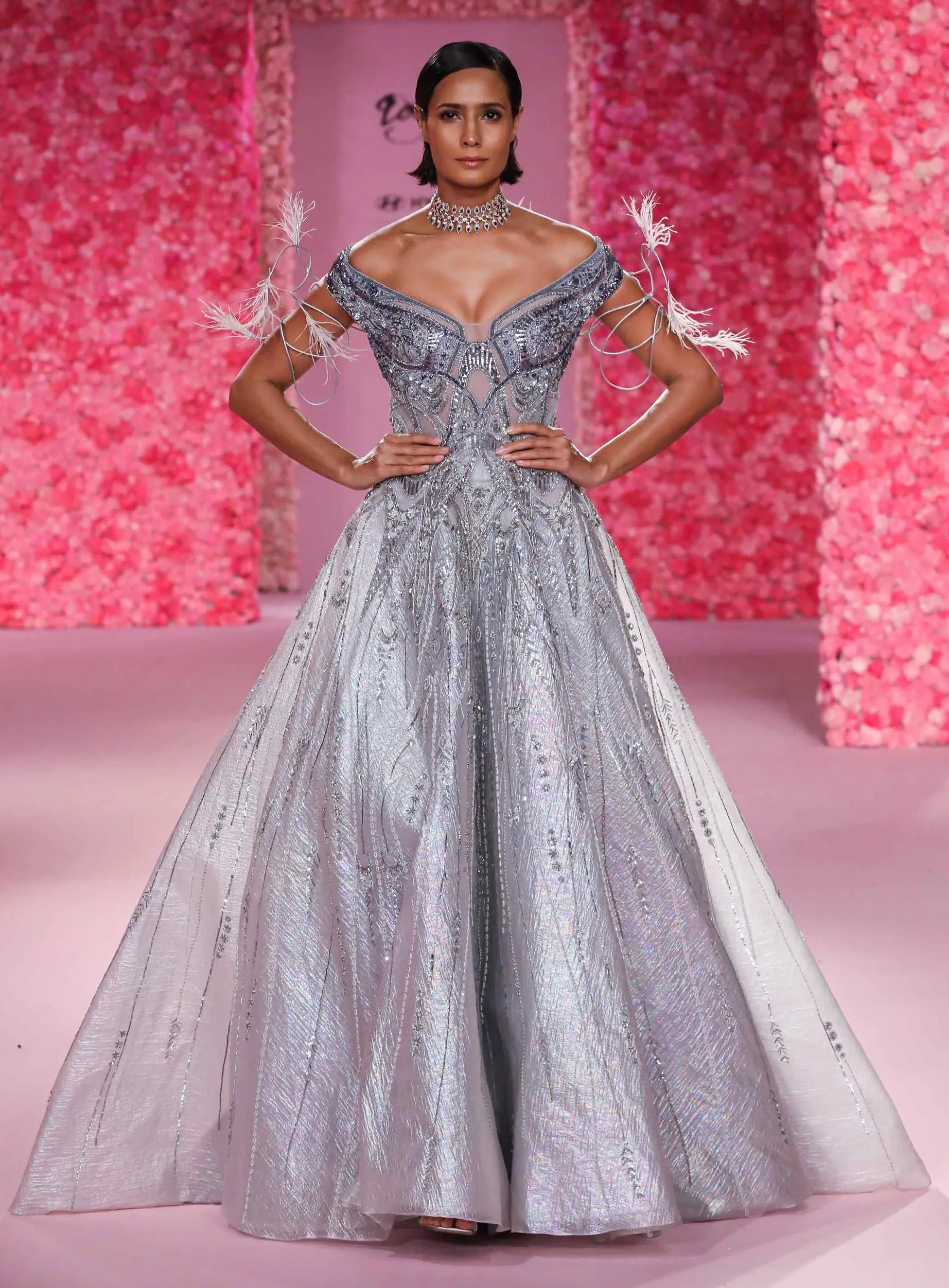 Amelie silver gown and drape