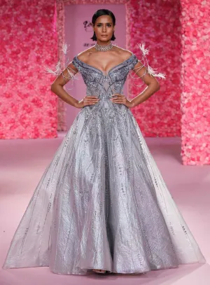 Amelie silver gown and drape