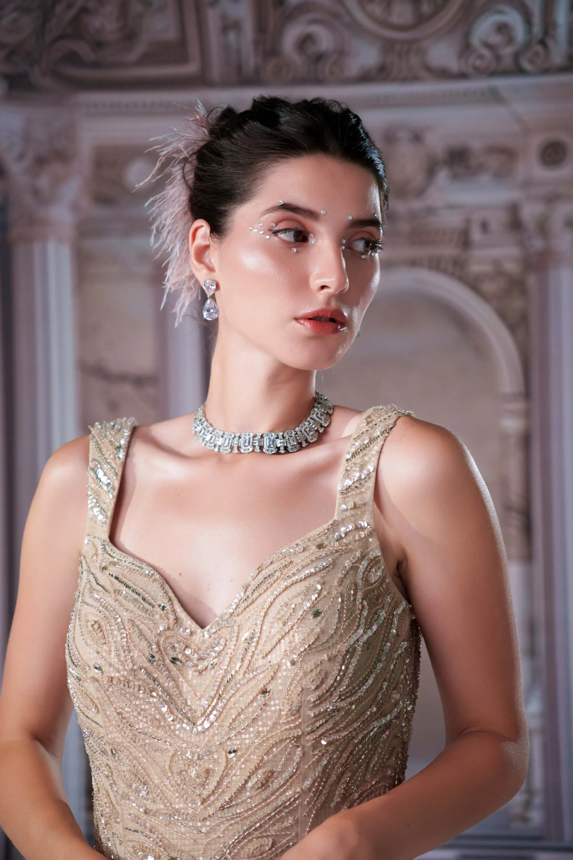 Aphrodite champagne fishcut gown