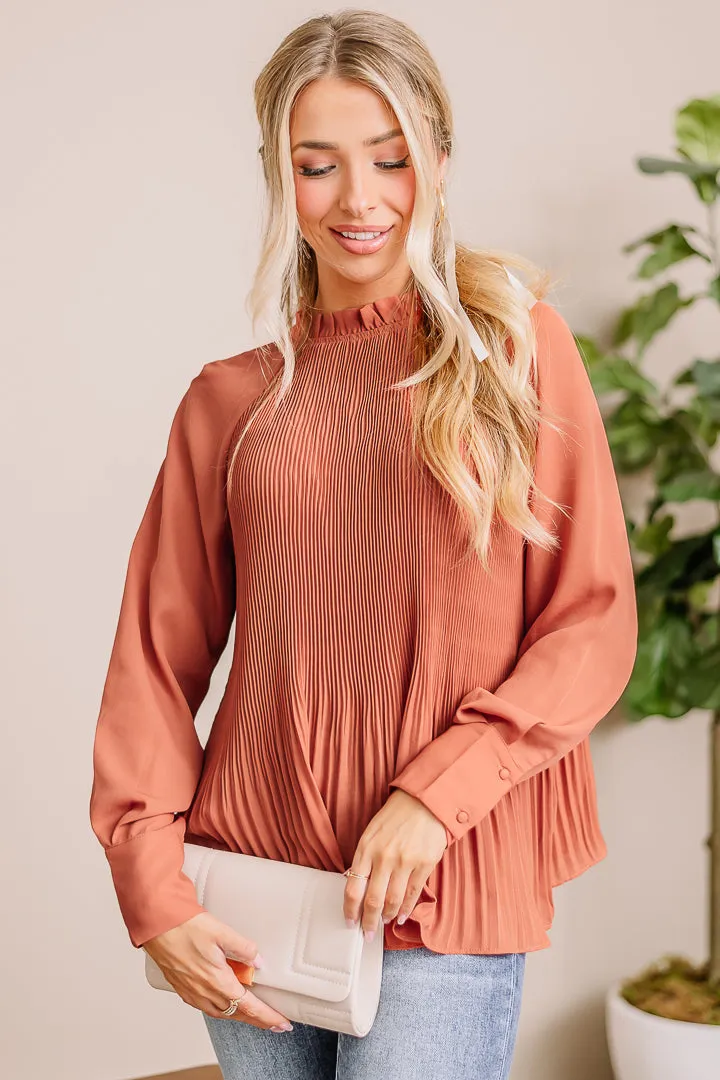 As You Were Pleated Top | Terra Cotta