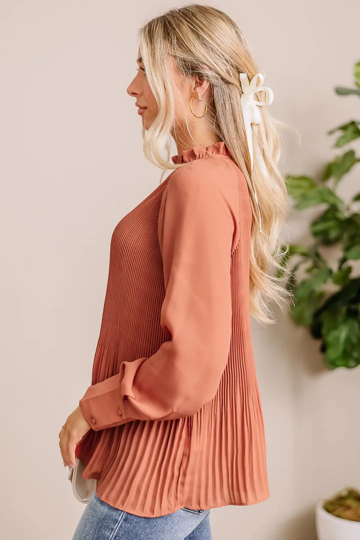 As You Were Pleated Top | Terra Cotta