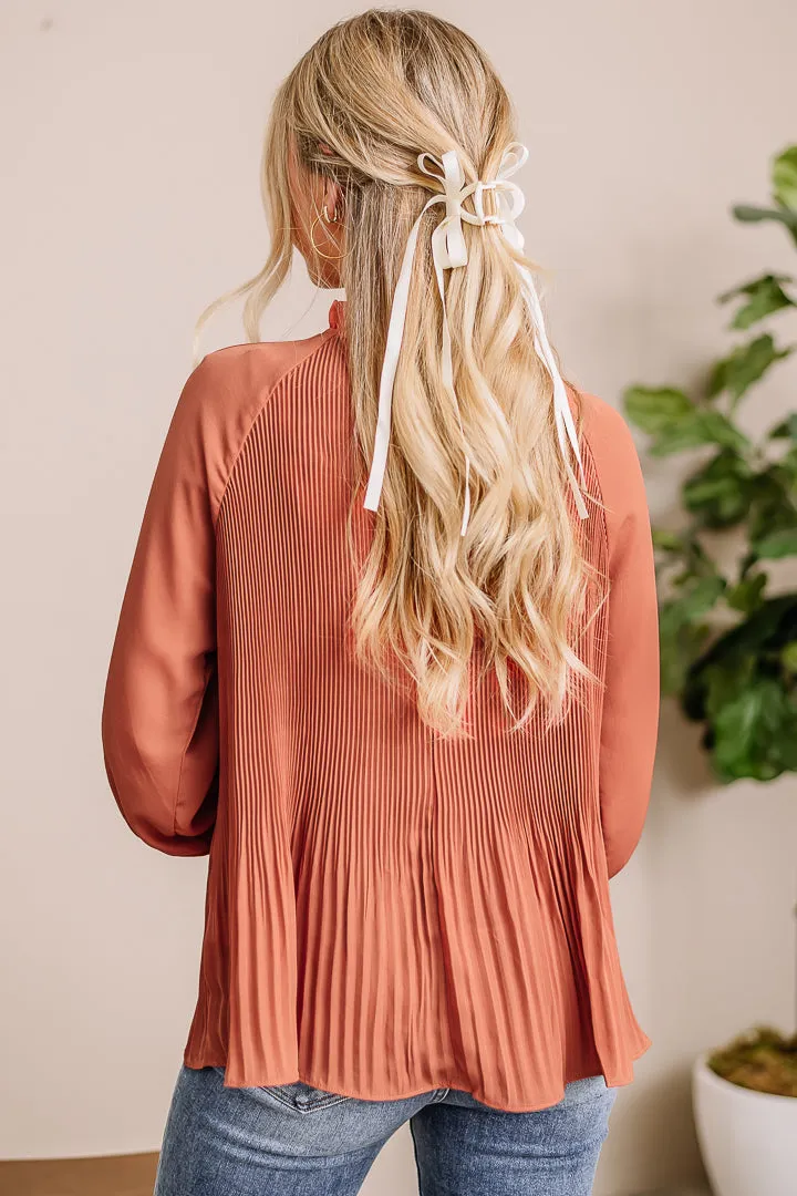 As You Were Pleated Top | Terra Cotta