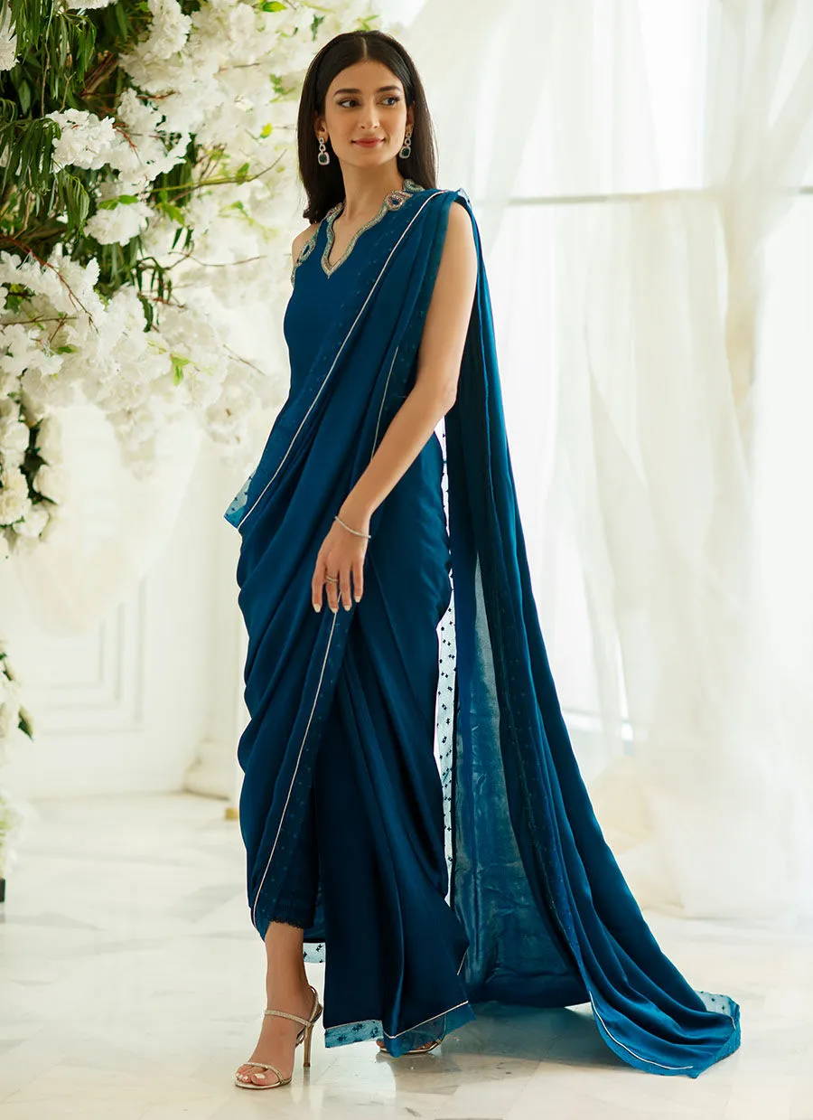 AZTEC BLUE SAREE PANTS
