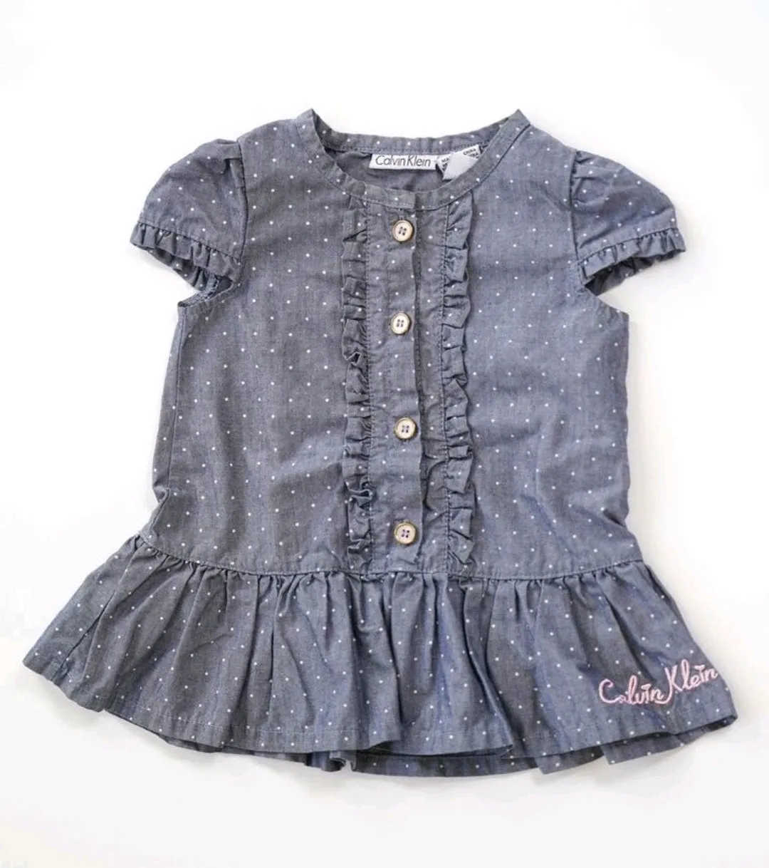 BABY GIRL SIZE 12 MONTHS - CALVIN KLEIN, Ruffled Summer Dress EUC B13