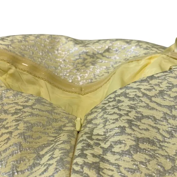 BCBGMazAzria Pale Lime Metallic Brocade Strapless Cocktail Dress sz 4