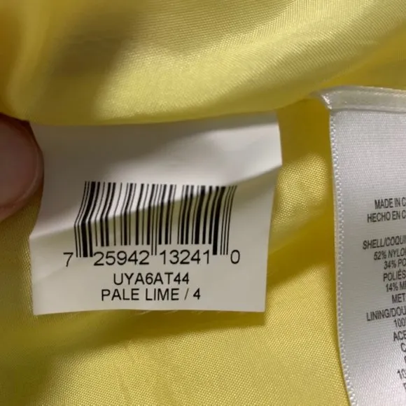 BCBGMazAzria Pale Lime Metallic Brocade Strapless Cocktail Dress sz 4