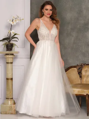 BEADED LACE WEDDING DRESS WITH CUT OUT BACK