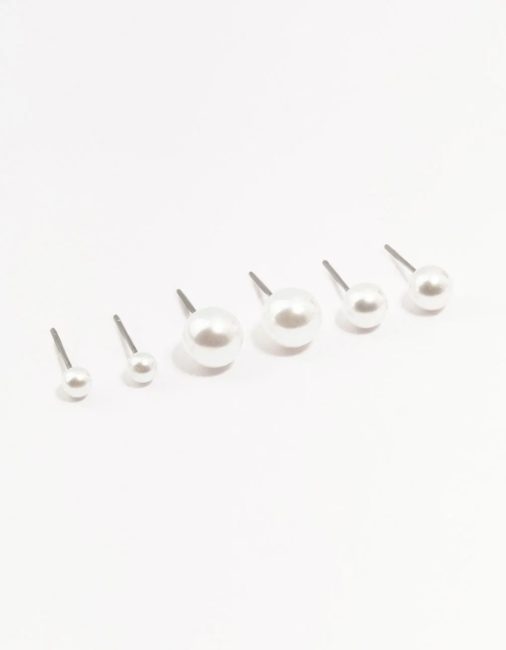 Beaded Multi Size Pearl Stud Earrings 3-Pack