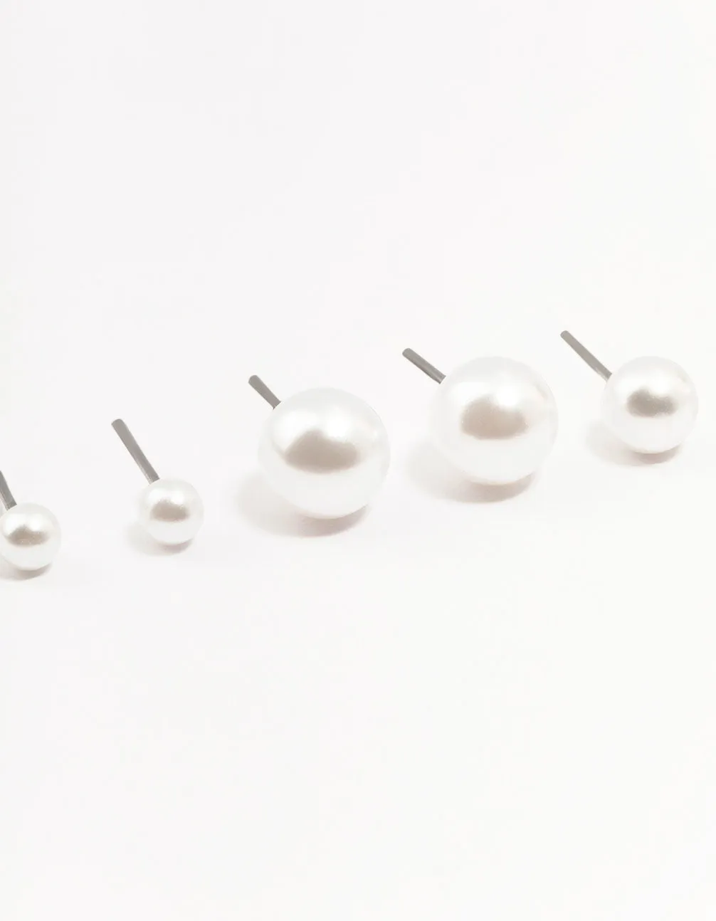 Beaded Multi Size Pearl Stud Earrings 3-Pack