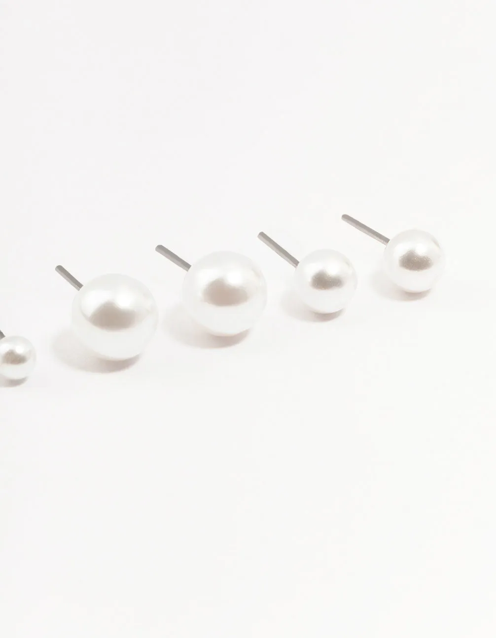 Beaded Multi Size Pearl Stud Earrings 3-Pack