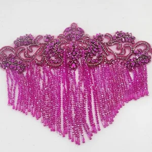 Beaded Patch With Fringing Cerise