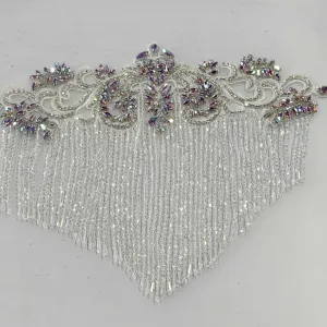 Beaded Patch With Fringing White