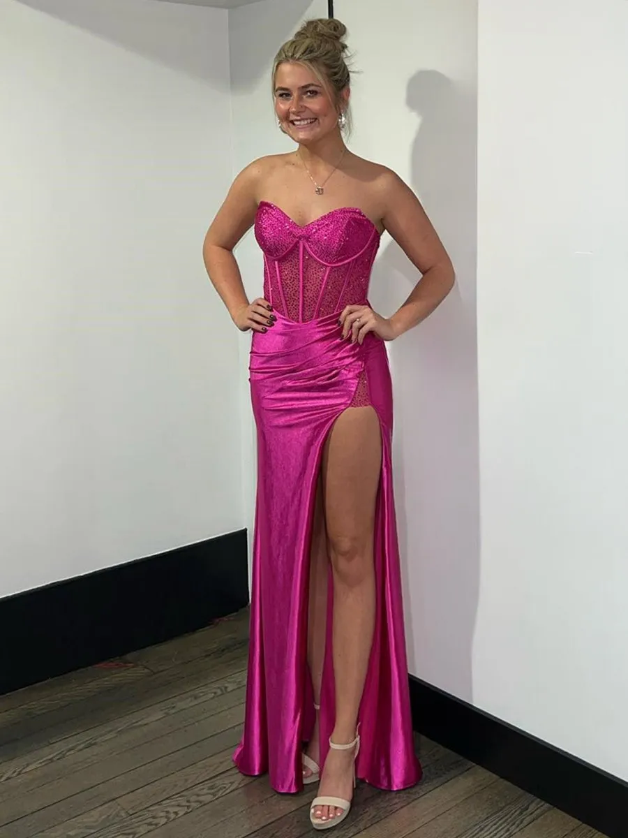 Beaded Sweetheart Mermaid Long Prom Dresses