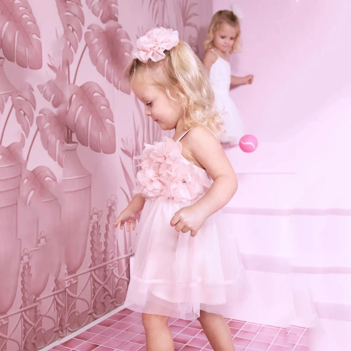 BEBE PEONY TULLE DRESS