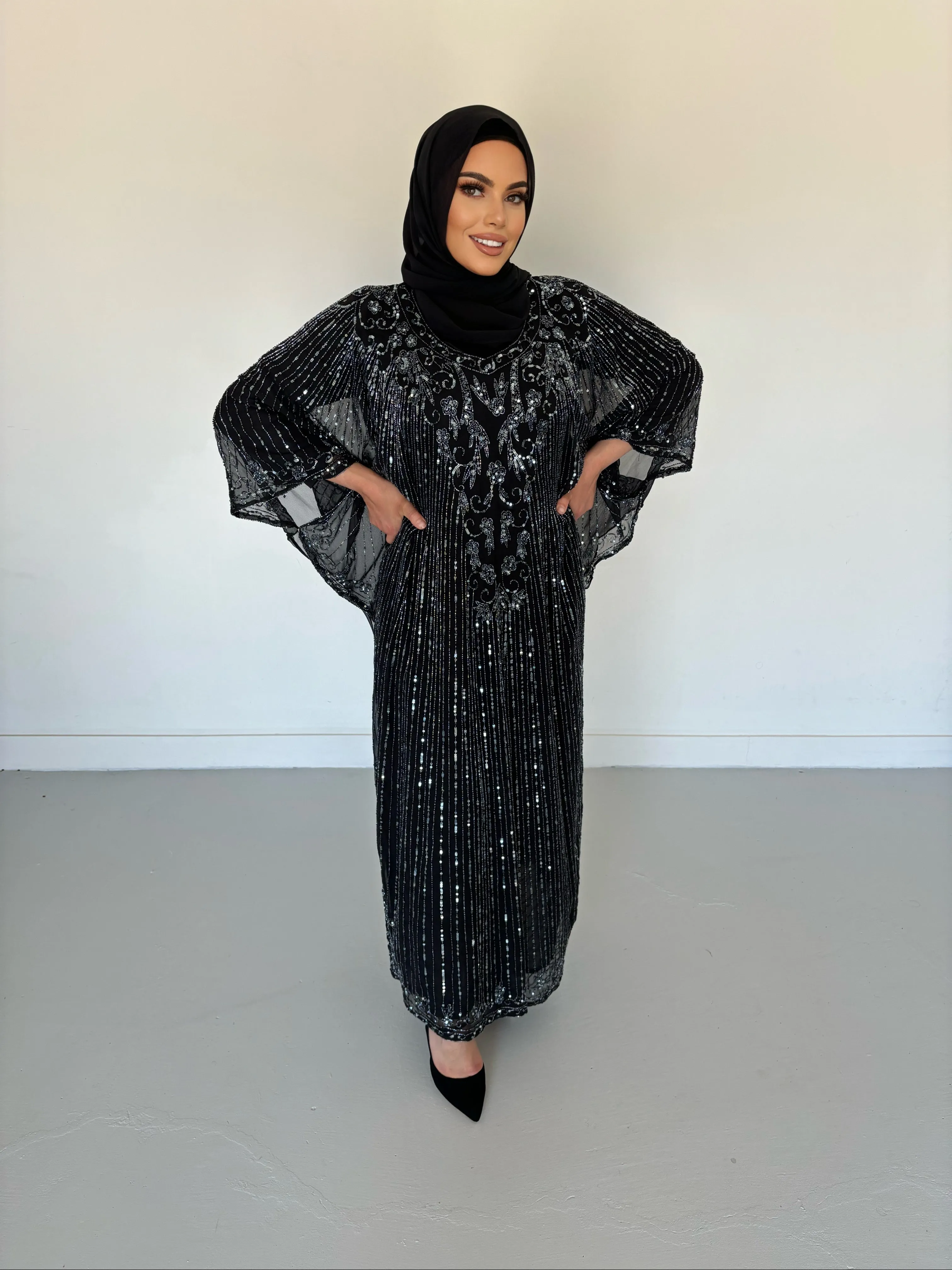 Bella Evening Kaftan -Black