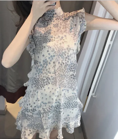 BerryBetty - High Neck Cami Star Print Dress