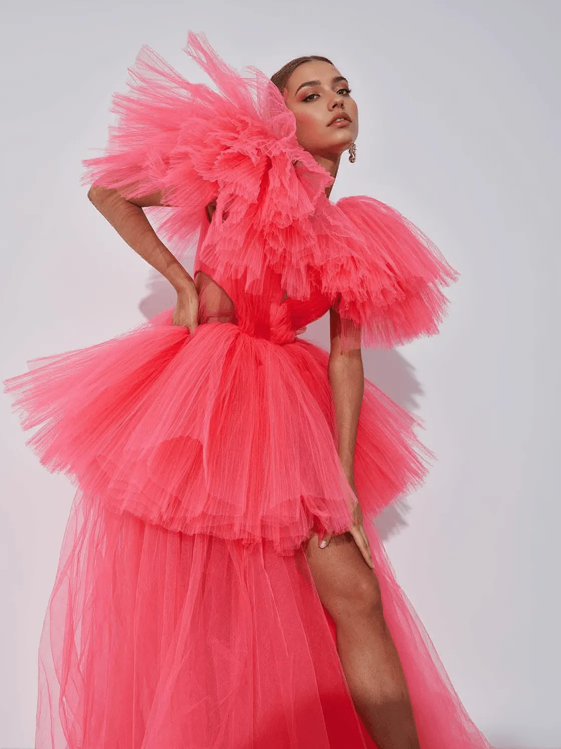 Bibi Plunge Cutout Tulle Dress
