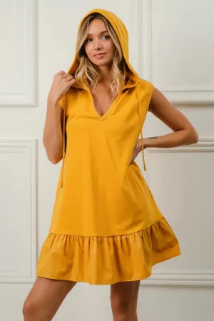 BiBi Ruffled French Terry Hooded Dress S-XL
