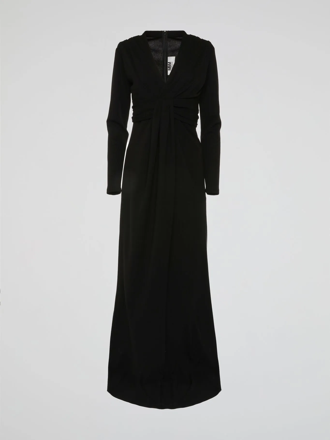 Black Long Sleeve V-Neck Evening Dress