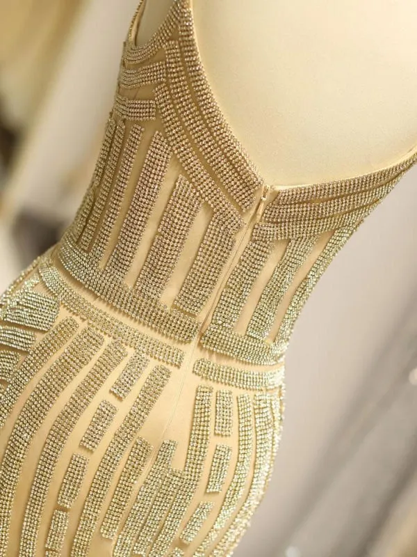 Black Prom Dresses Mermaid Luxury Heavy Beaded Straps Long Formal Evening Dress