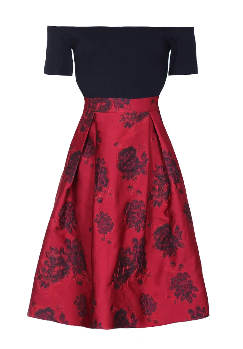 Black/Red Contrast 2 In 1 Dress