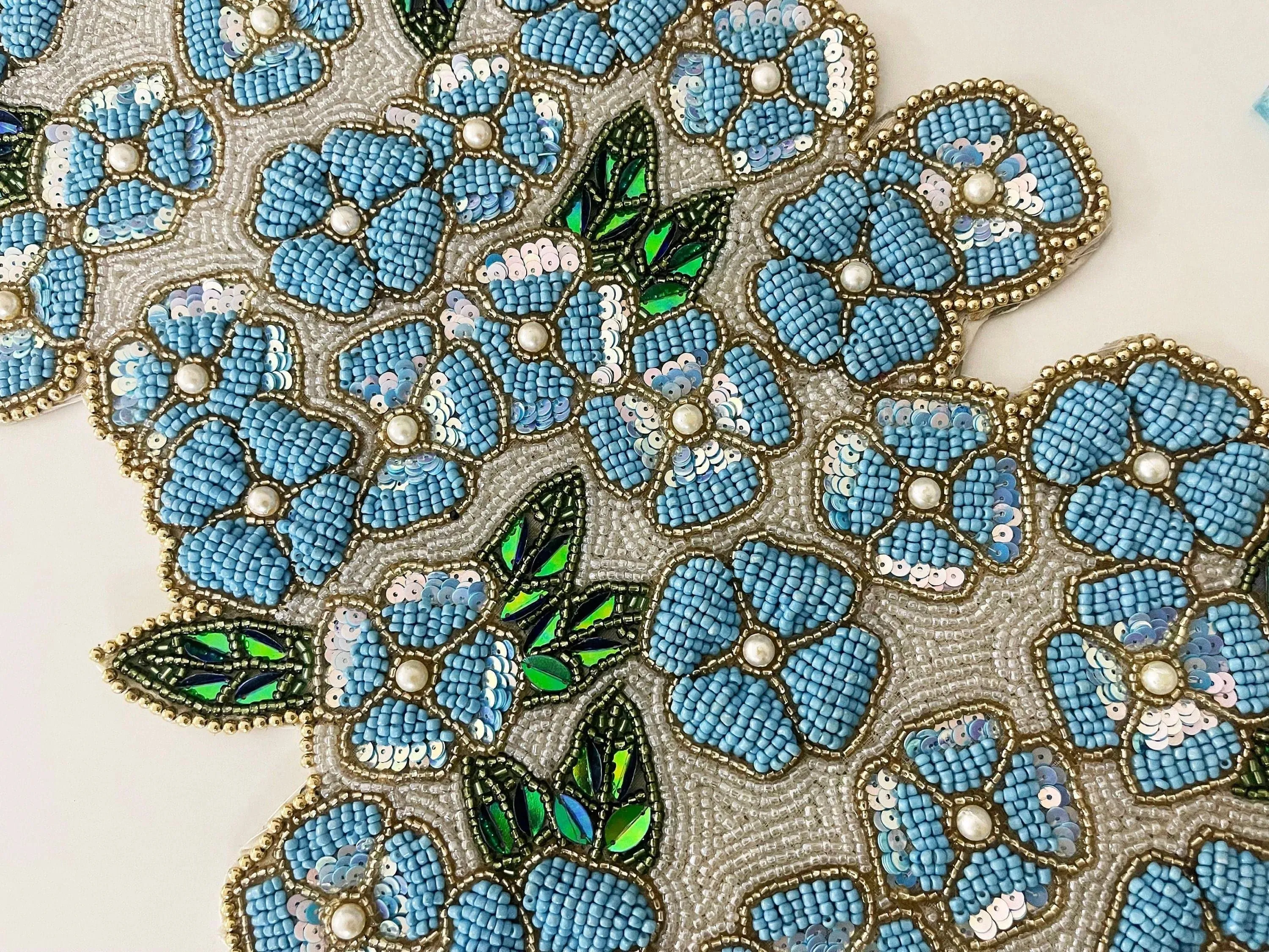 Blue Flowers in the Spring Beaded Table Runner