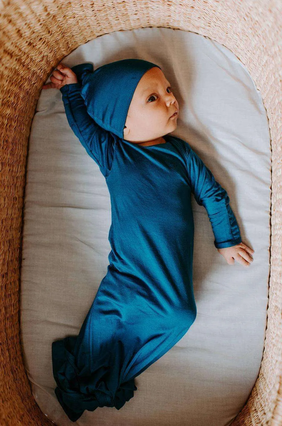 Blue Knotted Newborn Gown Set