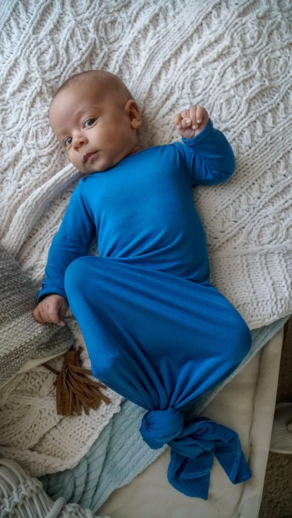 Blue Knotted Newborn Gown Set
