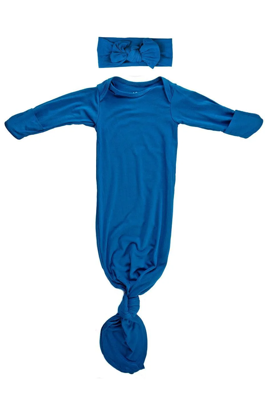 Blue Knotted Newborn Gown Set